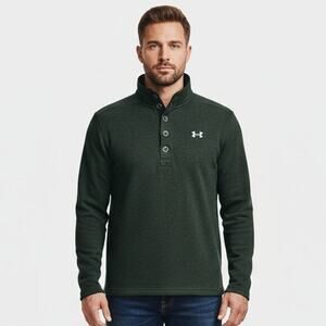 Under Armour Cold Gear Loose Fit Mens 1/4 Pullover Sweater Size Large Green